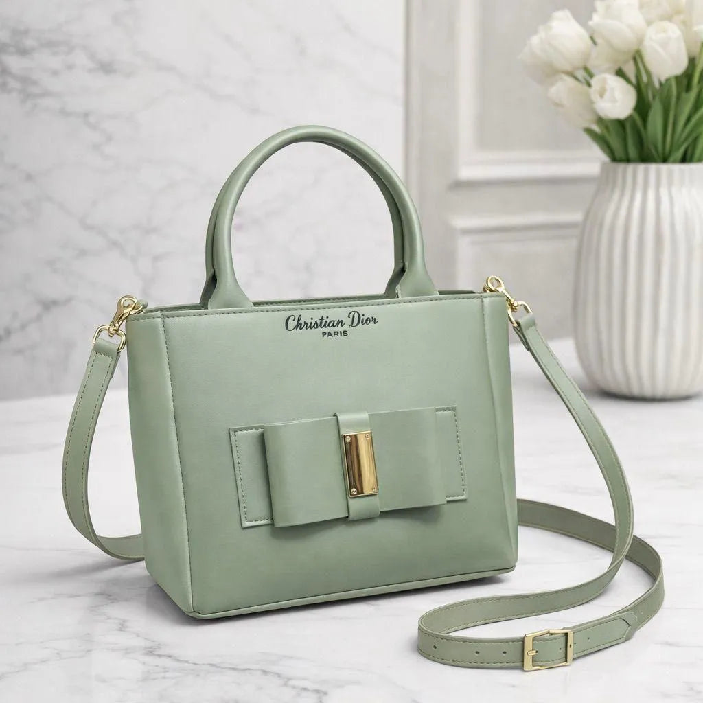 Elegant Green Bow Handbag For Women โ Premium Leather Shoulder Bag