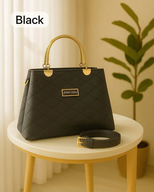 Maroon Diamond Stitch Handbag With Premium Strap