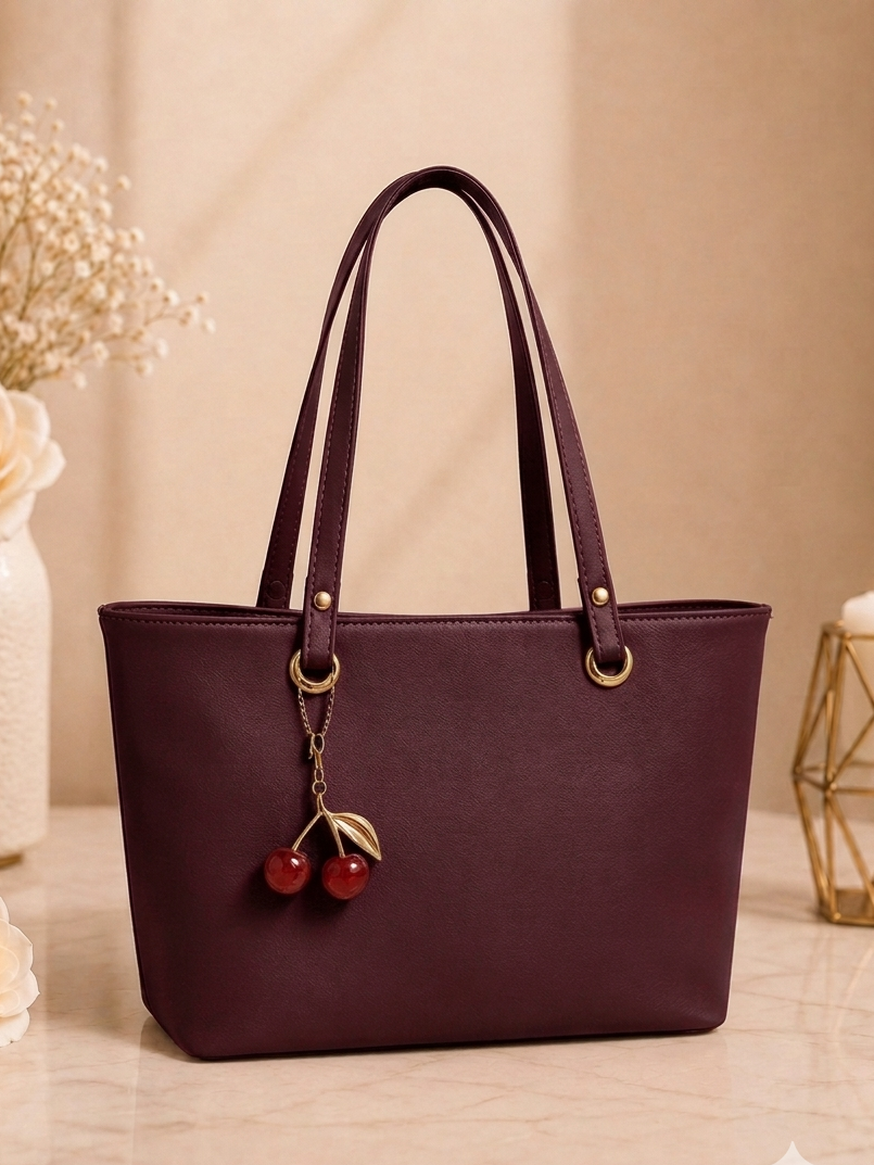 Cherry Charm Women's Tote Bag with Dual Zip