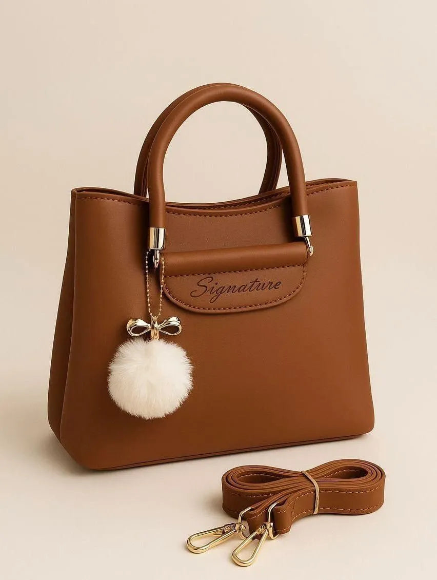 Minimalist Pom Pom Shoulder Tote Bag for Women – Trendy Multi Color Handbag