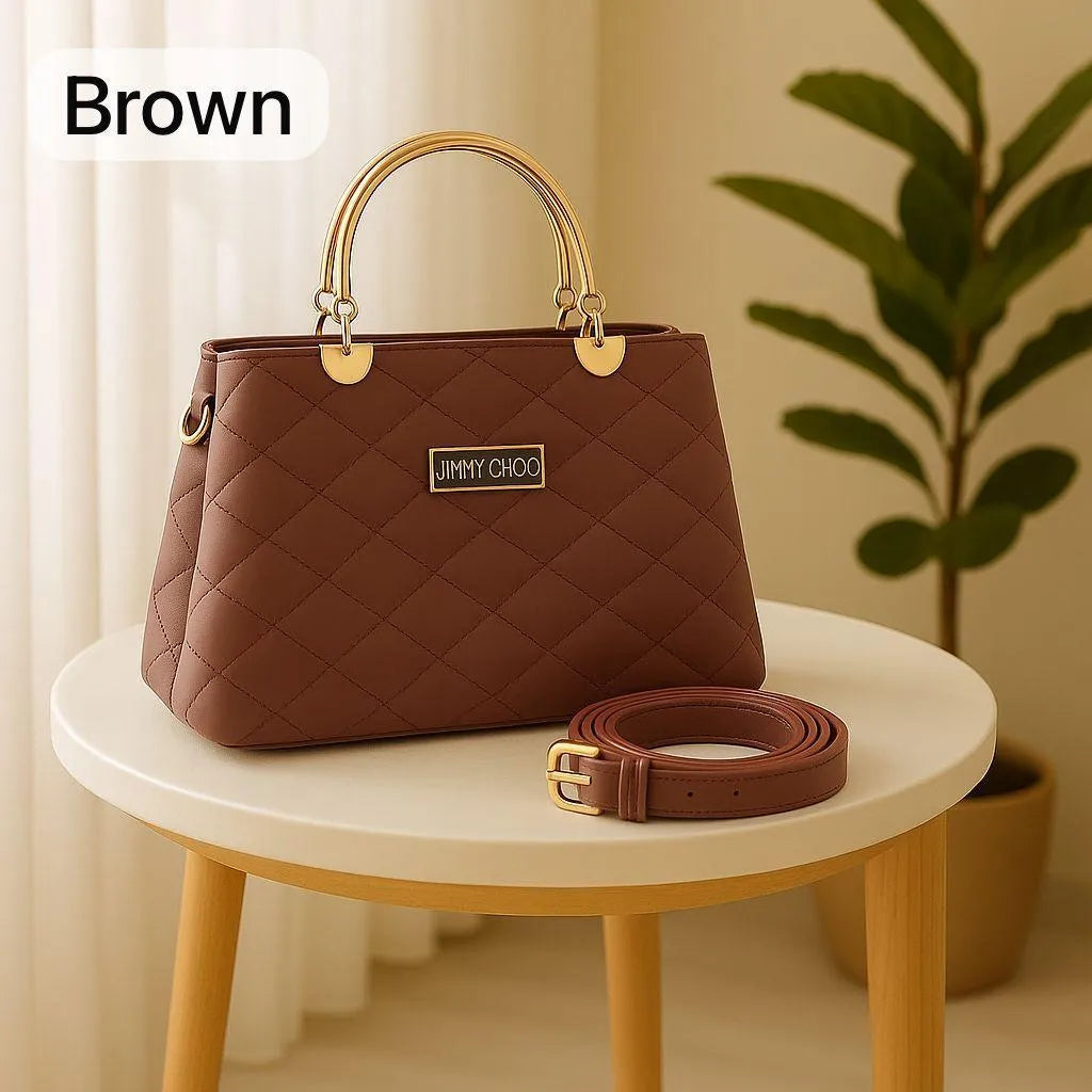 Maroon Diamond Stitch Handbag With Premium Strap