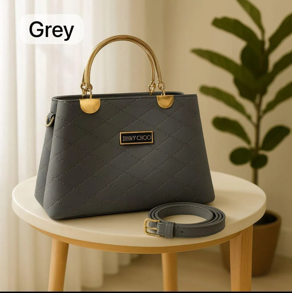 Maroon Diamond Stitch Handbag With Premium Strap
