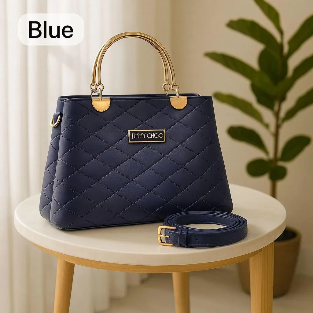Maroon Diamond Stitch Handbag With Premium Strap
