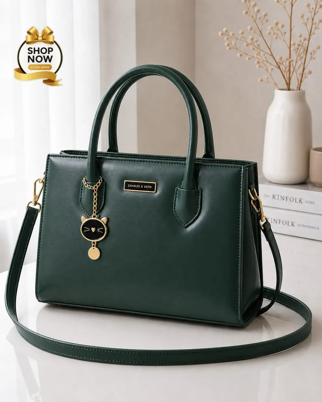 Women's Black Rexine Shoulder Bag with Top Handle