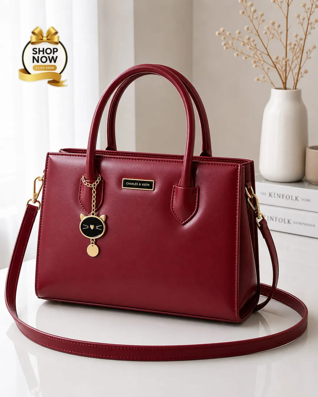 Women's Black Rexine Shoulder Bag with Top Handle