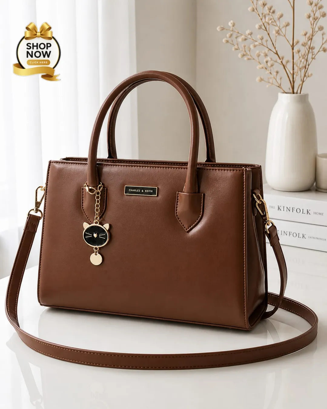 Women's Black Rexine Shoulder Bag with Top Handle
