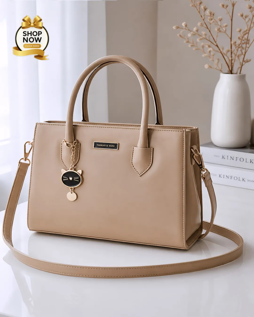 Women's Black Rexine Shoulder Bag with Top Handle