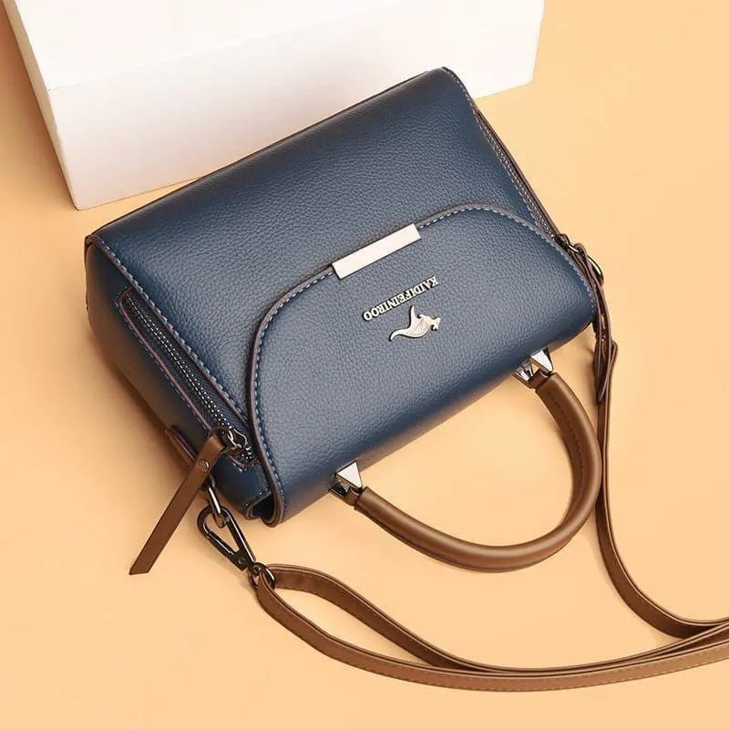 Maroon Leather Crossbody Bag for Women with Top Handle and Long Strap