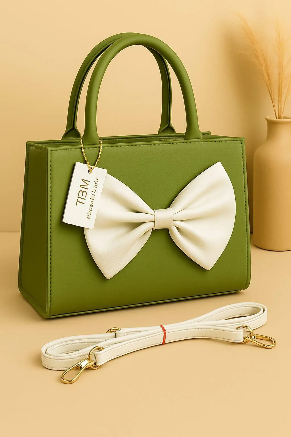 Stylish Bow Handbag With Adjustable Shoulder Strap For Women
