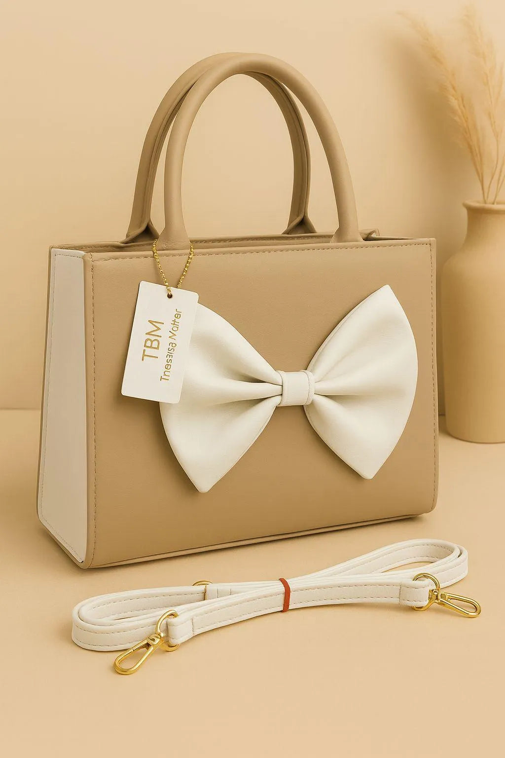 Stylish Bow Handbag With Adjustable Shoulder Strap For Women