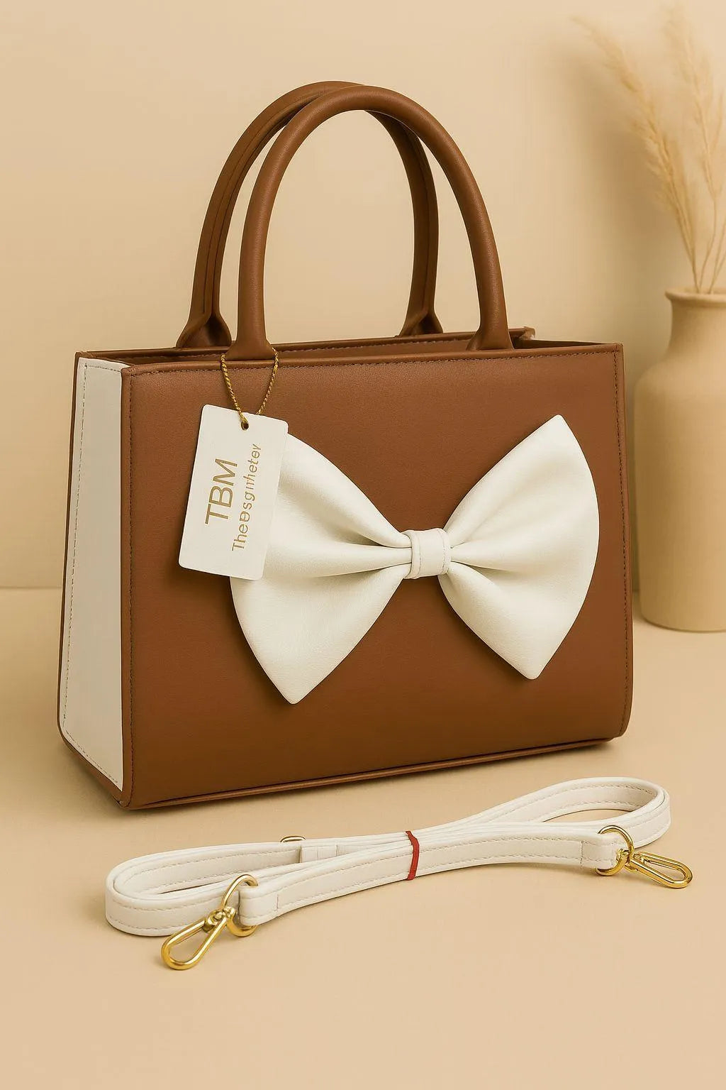 Stylish Bow Handbag With Adjustable Shoulder Strap For Women