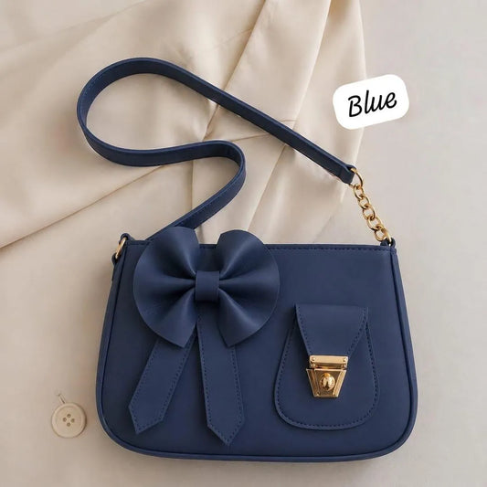 Chic Blue Bow Crossbody Bag For Girls