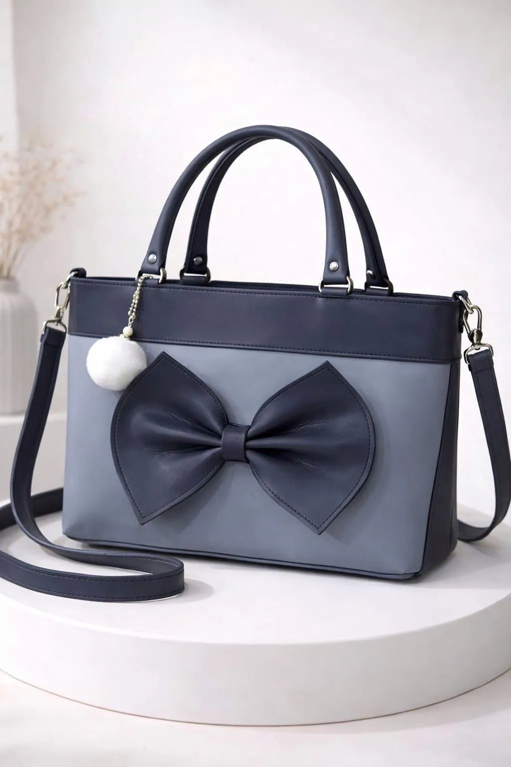 Charming Bow Tote Bag With Long Strap For Girls
