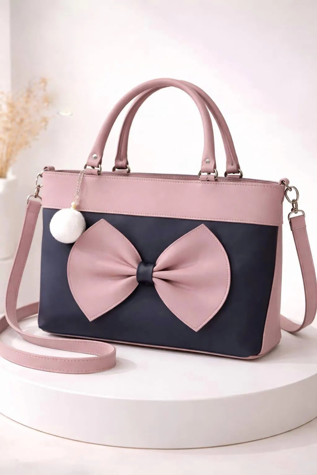 Charming Bow Tote Bag With Long Strap For Girls