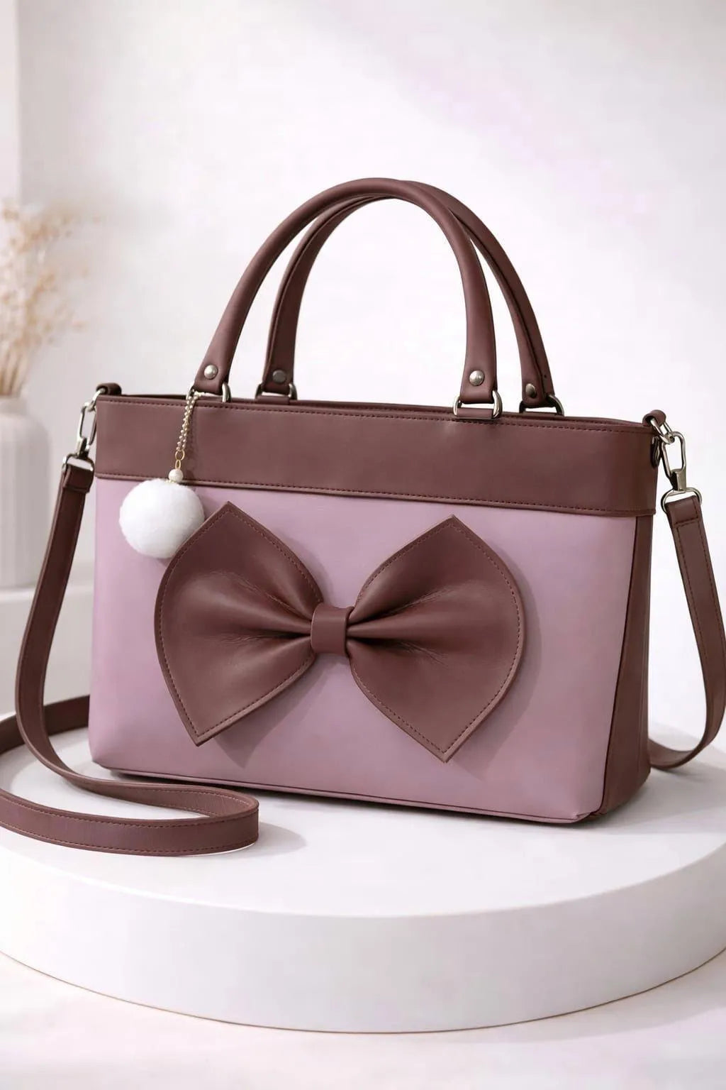 Charming Bow Tote Bag With Long Strap For Girls
