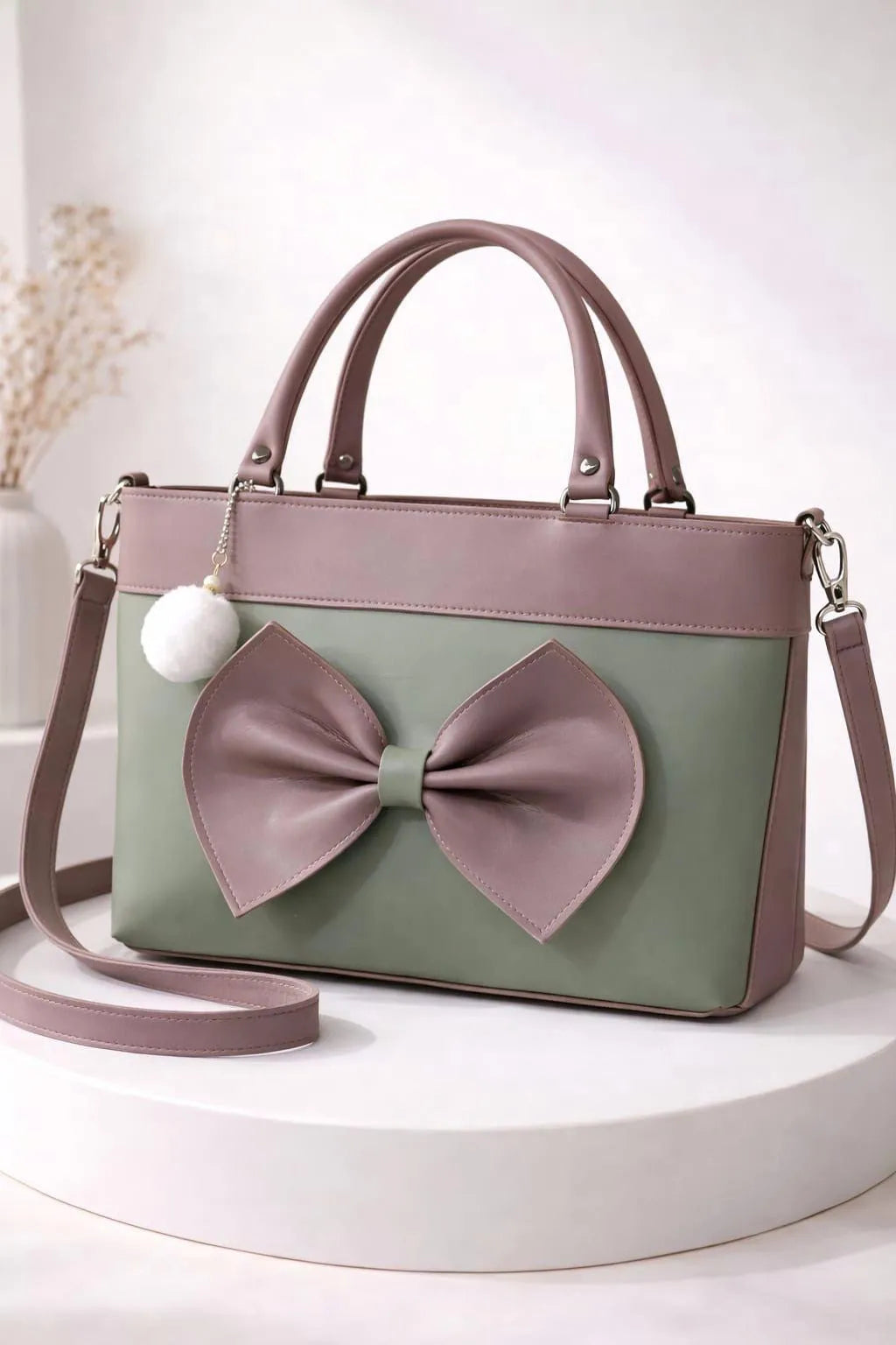 Charming Bow Tote Bag With Long Strap For Girls