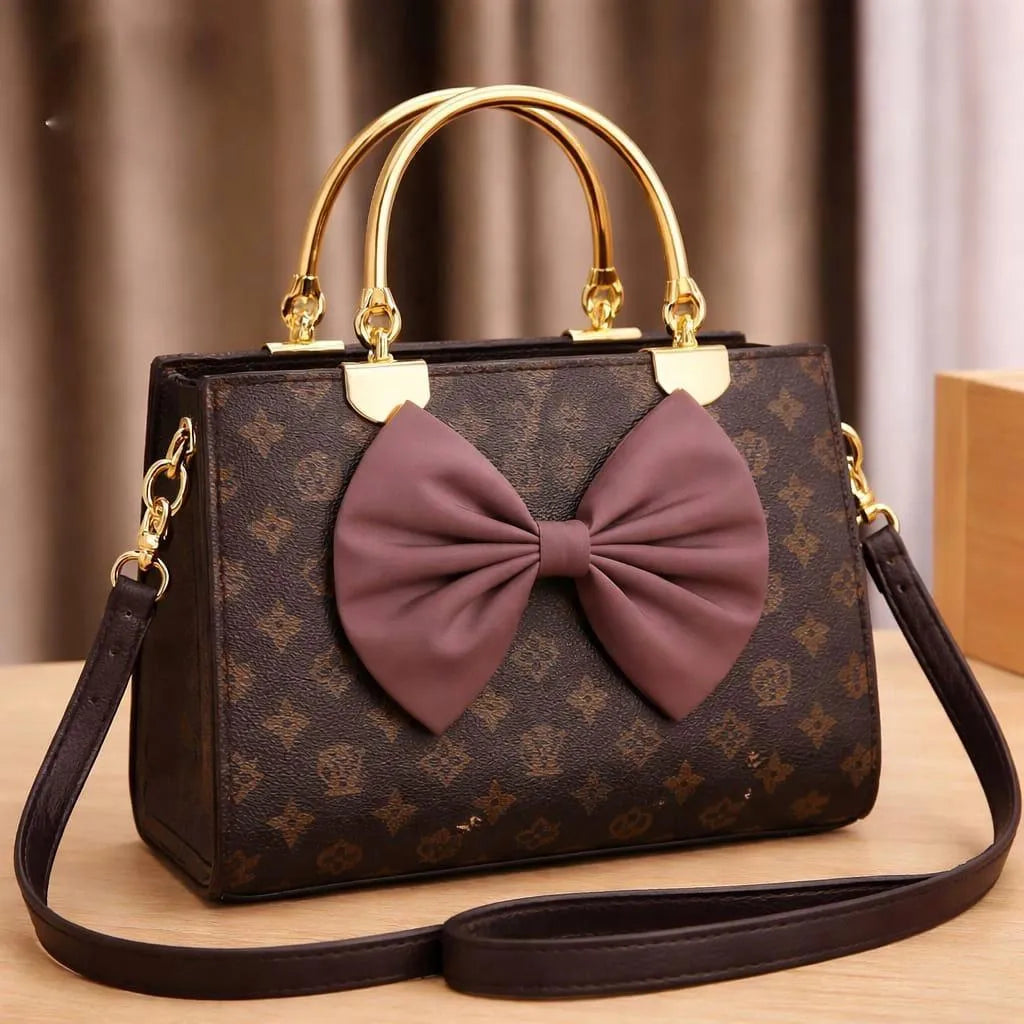 Stylish Bow Bag with Long Belt & Center Zipper
