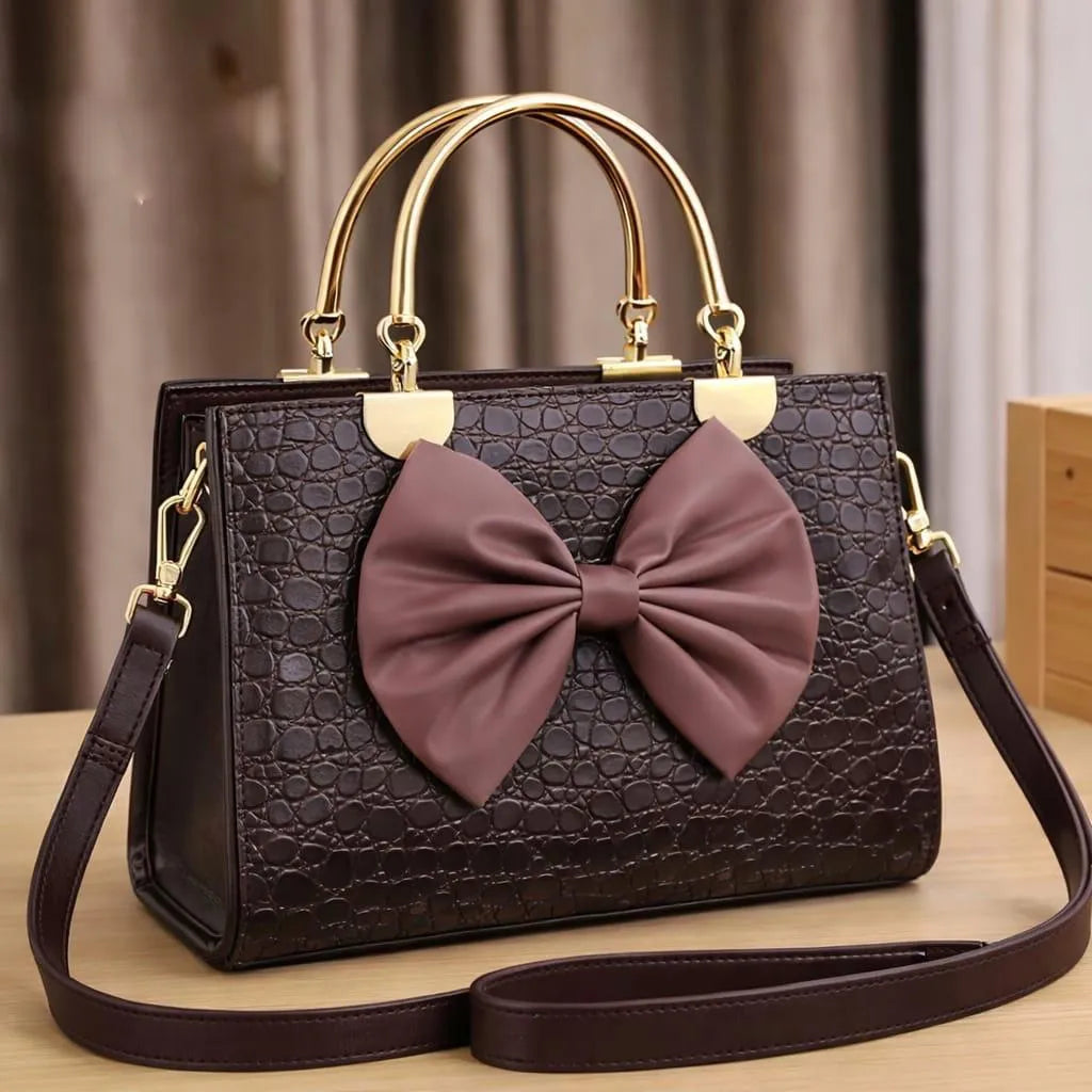 Stylish Bow Bag with Long Belt & Center Zipper
