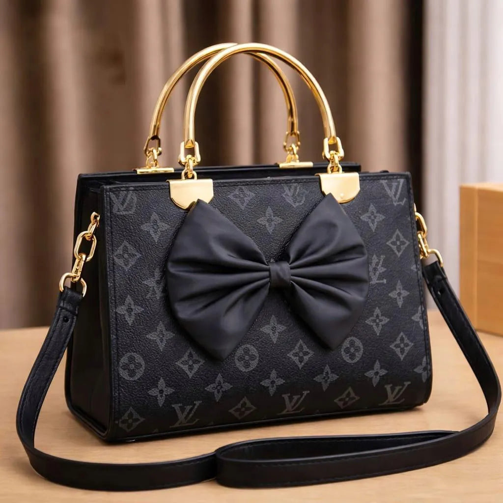 Stylish Bow Bag with Long Belt & Center Zipper