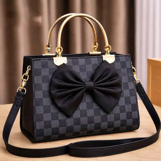 Stylish Bow Bag with Long Belt & Center Zipper