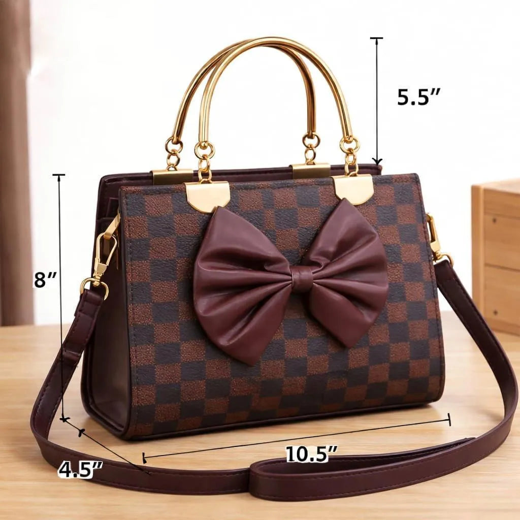 Stylish Bow Bag with Long Belt & Center Zipper