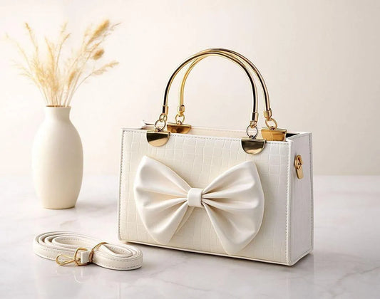 Luxury White Bow Handbag For Women – Elegant Premium Shoulder Bag