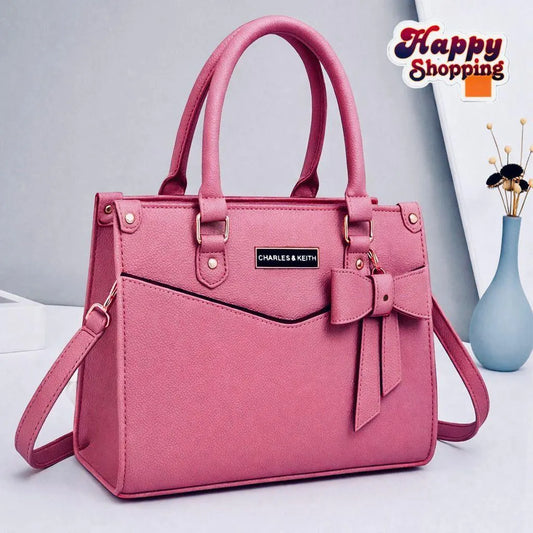 Soft Pink Tote Bag with Bow Accent